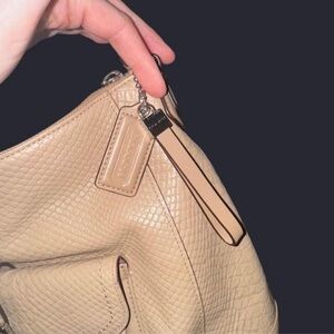 Coach Beige Textured Shoulder Bag